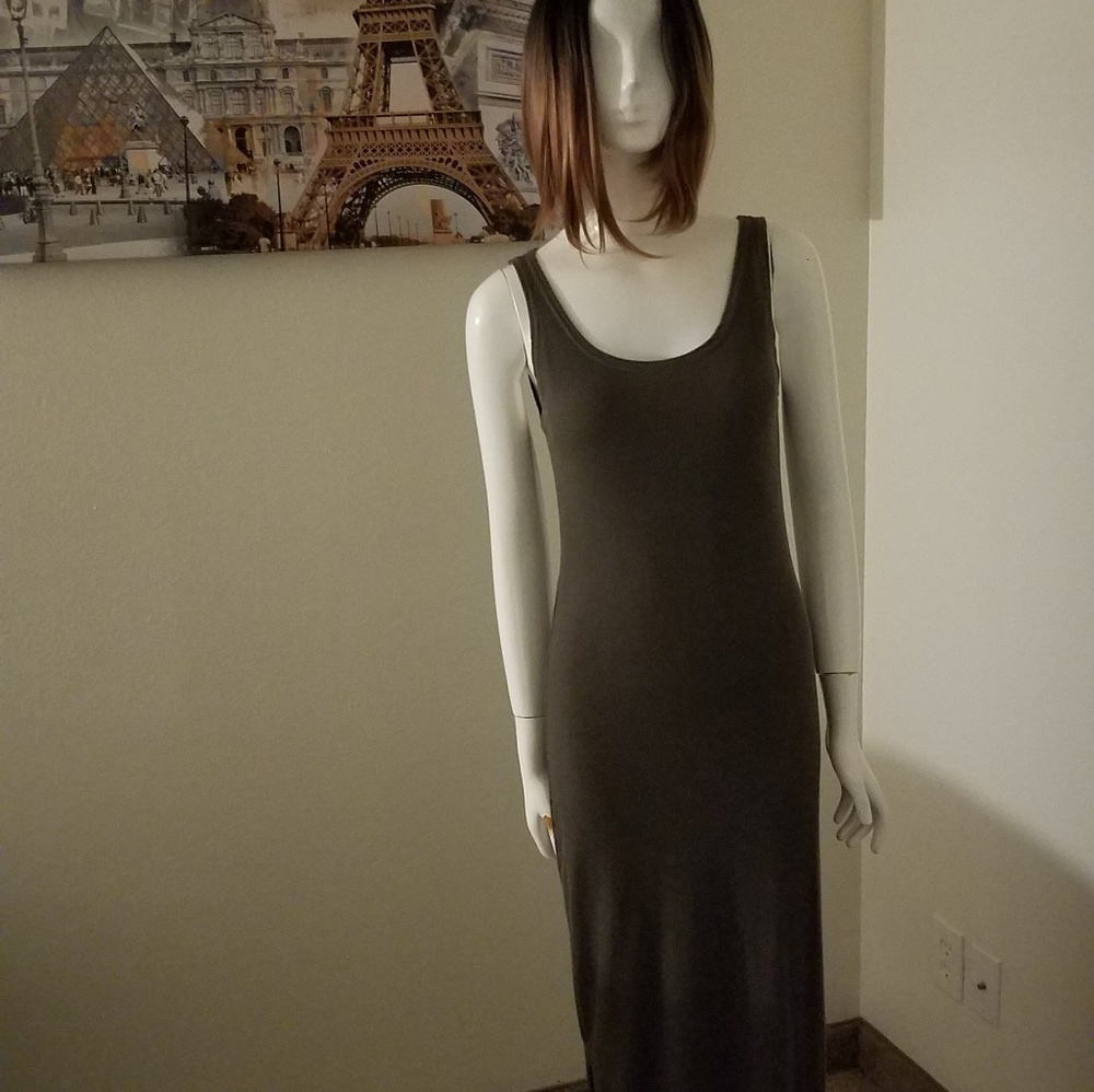 European designer Military Green Maxi Dress